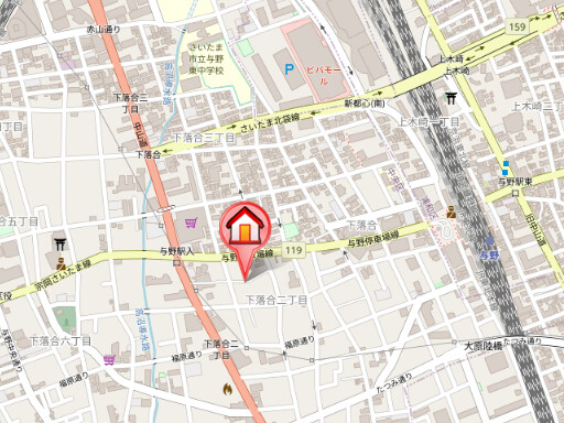 ��ʌ��������܎s�����扺�����Q���ڂ̃A�p�[�g�̒n�}